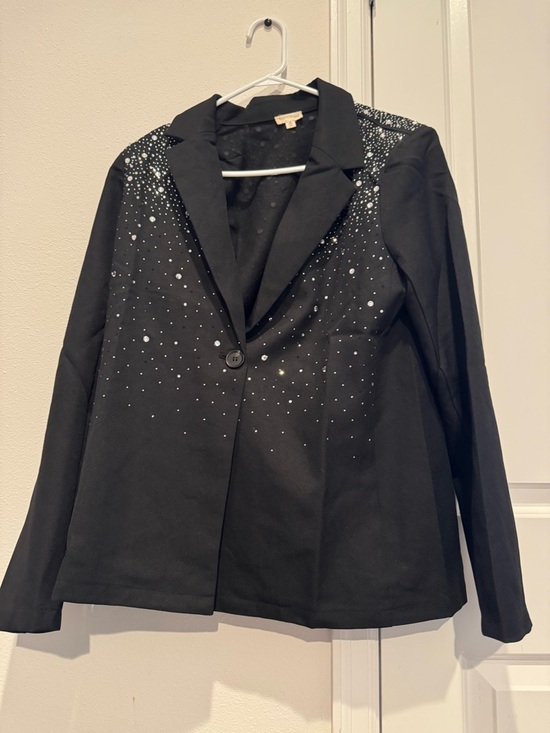 Hem & Thread Jackets & Blazers - Hem & Thread Black Rhinestone Blazer Medium Sparkle Jacket